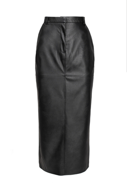 Юбка миди "Leather classic" из экокожи с разрезом