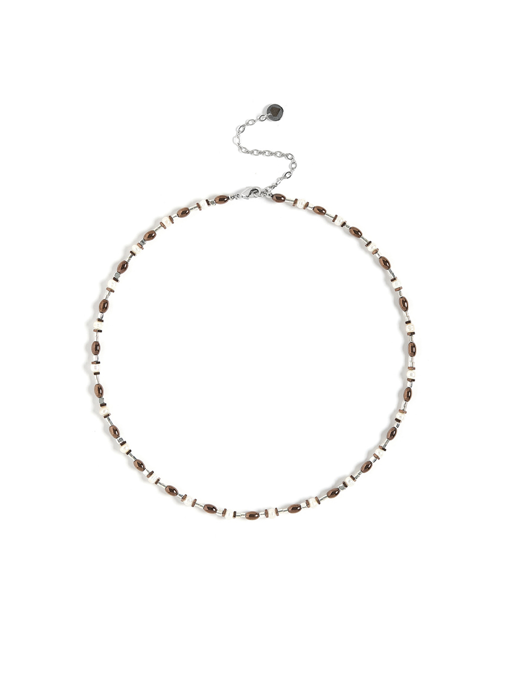 Чокер "Grain brown pearl" Silver