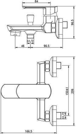 Смеситель для ванны с душем Aquanet Cinetic AF120-20С