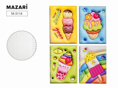 Блокнот 58л,клетка,обложка картон в ассорт. ICE CREAM (Mazari)