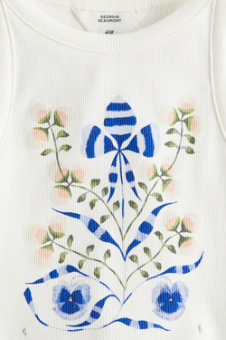 H&M Топ без рукавов с принтом, белый