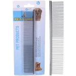 Расческа - пуходёрка комбинированная из нержавеющей стали для животных «ЛАПУСИКИ», цвет хром, 17*3см (блистер)