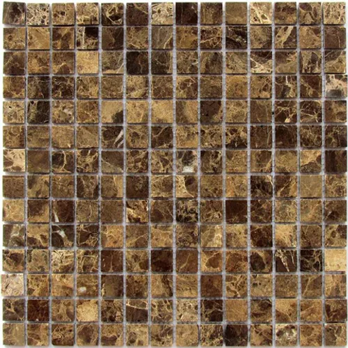 Ferato-20 POL Мраморная мозаика Bonaparte коричневый темный квадрат