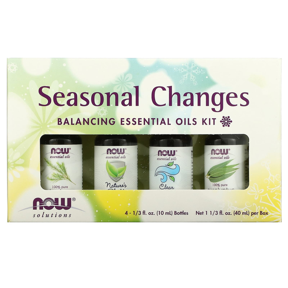 NOW Foods, Solutions, Seasonal Changes, набор сбалансированных эфирных масел, 4 флакона, 1/3 жидк. Унции (10 мл) каждый