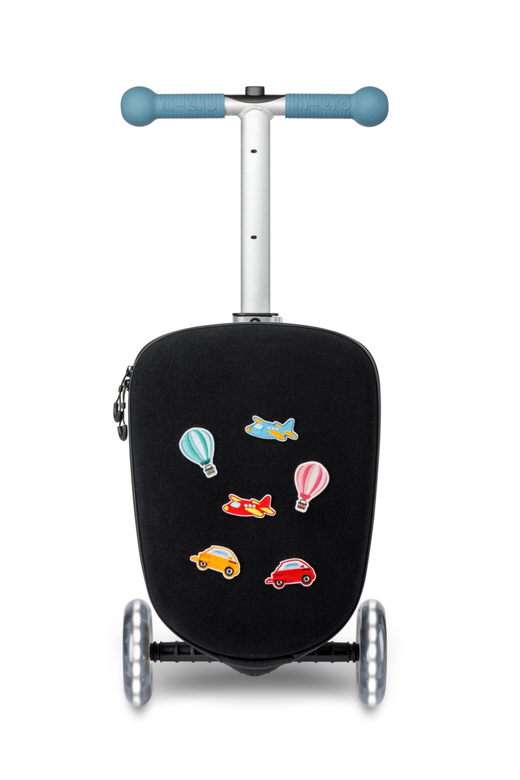 Чемокат Micro Luggage Junior LED морозный голубой с наклейками, лимитированная коллекция