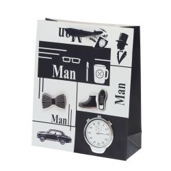 GAEM Пакет подарочный (бумага 210г/м2, блок микс12шт), L26 W10 H32 см, 4в.