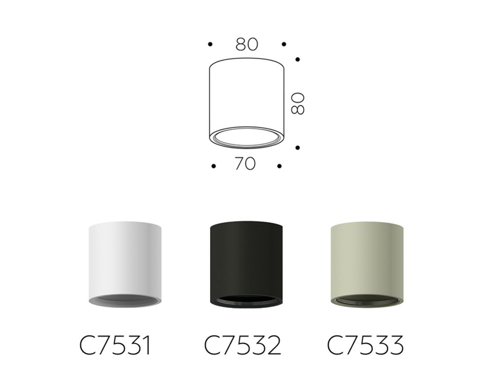 Ambrella Корпус светильника накладной для насадок D70mm DIY Spot C7532