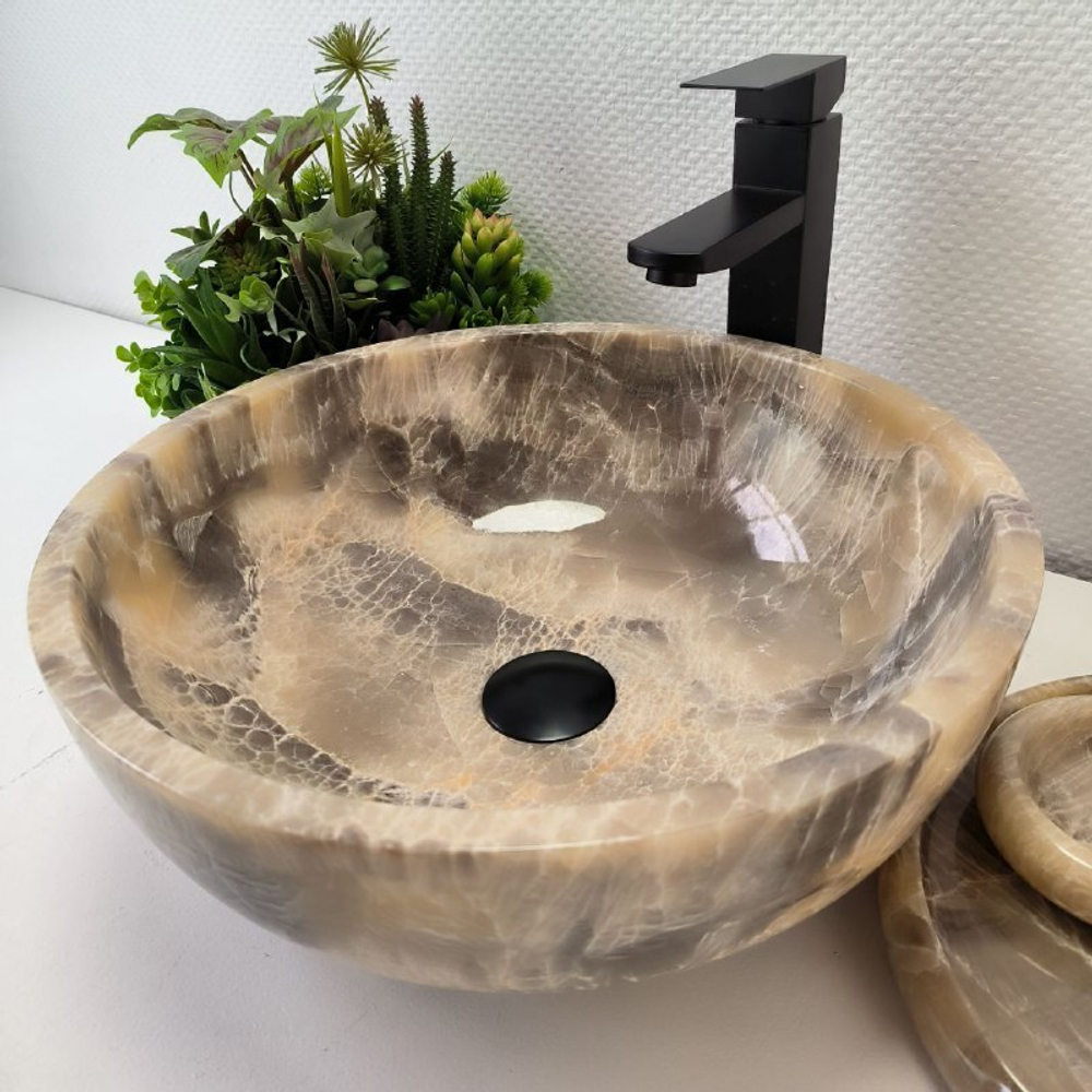 Раковина из оникса Bowl Grey TinLip BO-63030 40*40*15 44