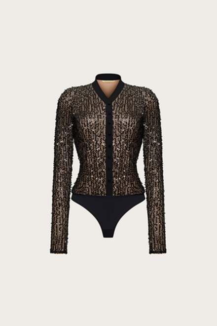 БОДИ ИЗ ЧЕРНОГО КРУЖЕВА С ПАЙЕТКАМИ