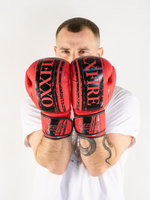Боксерские перчатки OXXFIRE Muay Thai PRO, PVC, красный/черный