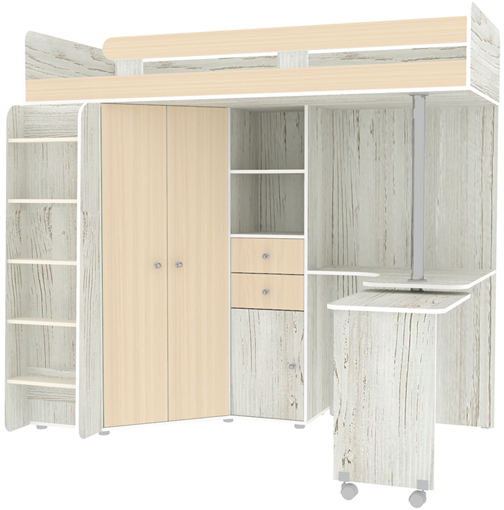 Кровать-чердак КарИВи М85 Винтерберг  Дуб Молочный