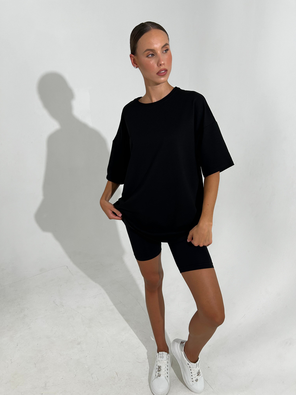 Футболка женская молочная оверсайз хлопок