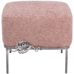 Банкетка Monstera Deliciosa (Монстера) Квадро Фламинго Античное серебро