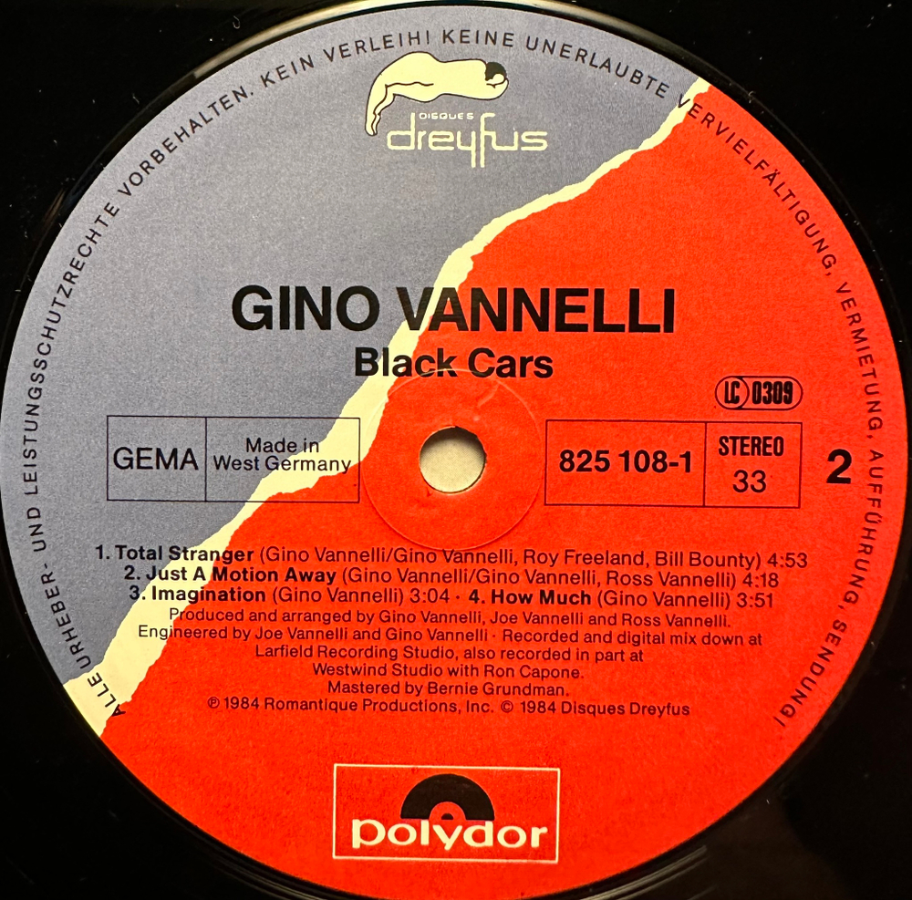 Gino Vannelli - Black Cars (Германия 1984г.)