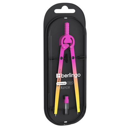 Готовальня 2 предмета, циркуль 170мм Berlingo Radiance, пластиковый футляр, градиент желто-розовый