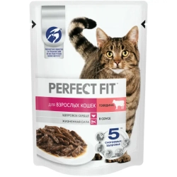 Perfect fit пауч взрослые кошки с говядиной 75гр