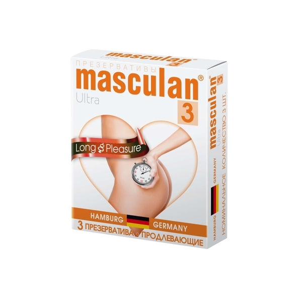 Презервативы "Masculan, 3 Ultra Long Pleasure" №3, продлевающие с колечками и пупырышками, 3 шт.