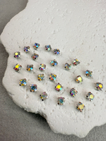 Шатоны 4 мм, Белый радужный в серебре, 25 шт