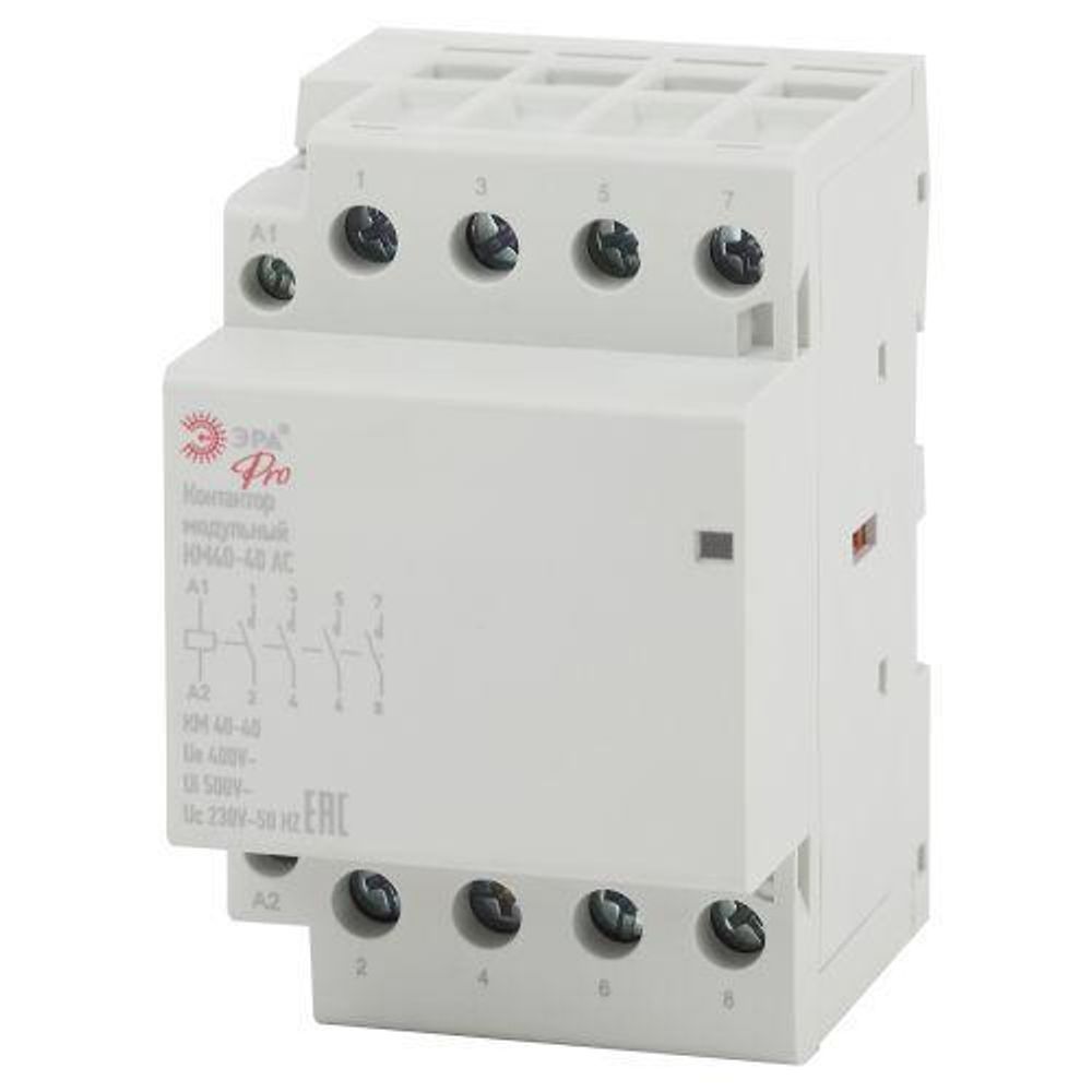 Контактор модульный КМ40-40 AC PRO NO-902-300 ЭРА Б0049165 Контактор модульный КМ40-40 AC PRO NO-902-300 ЭРА Б0049165