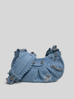 Сумка Balenciaga округлой формы джинсовая Nadya