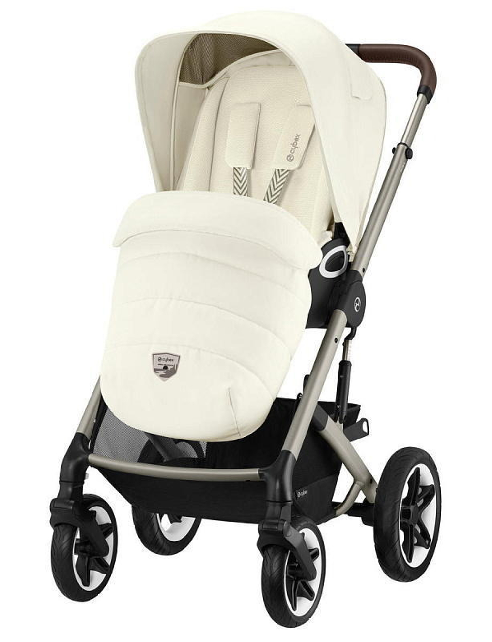 Коляска Cybex Talos S Lux TPE complete Aton S2 Ocean Blue Base One 4 в 1 Seashell Beige с дождевиками
