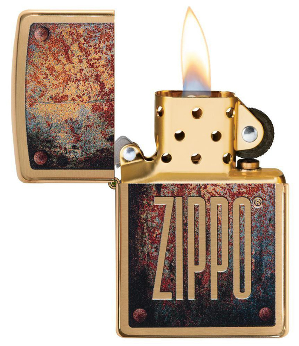 Зажигалка золотистая Rusty Plate Design ZIPPO 29879