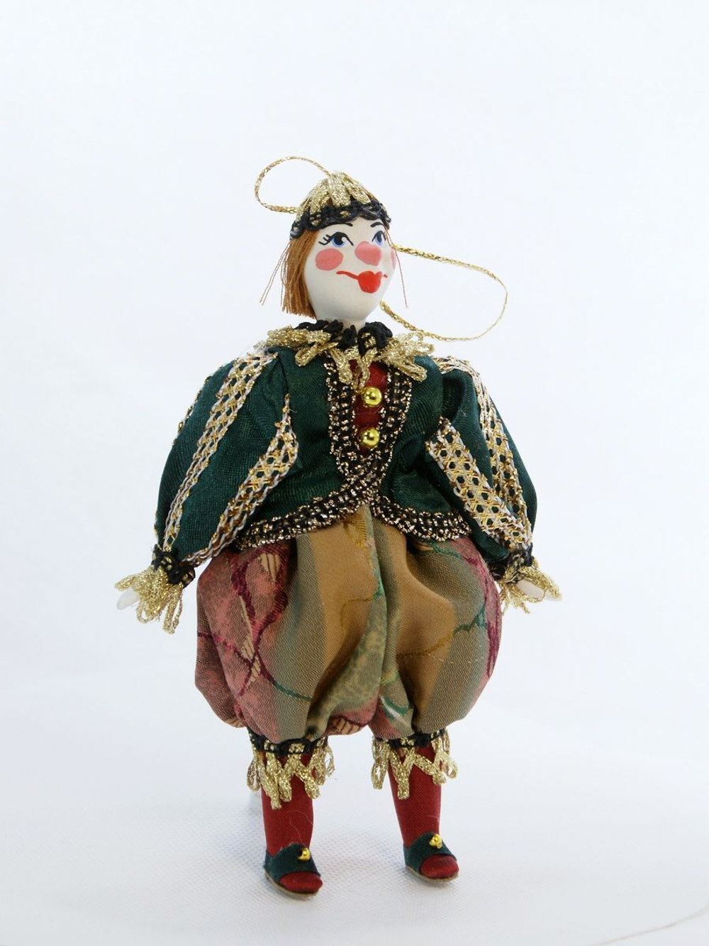 Кукла фарфоровая Королевский шут. Украшение на елку