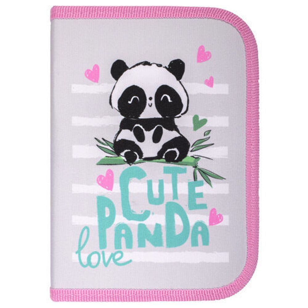 Пенал ПИФАГОР, 1 отделение, ткань, "Cute Panda", 270357