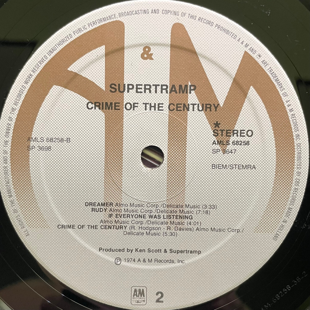 Supertramp - Crime Of The Century (Голландия 1974г.)