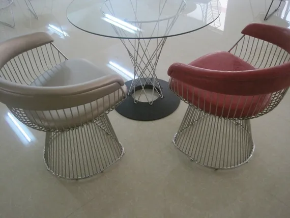 Кресло Platner Lounge H82, черная экокожа, хром