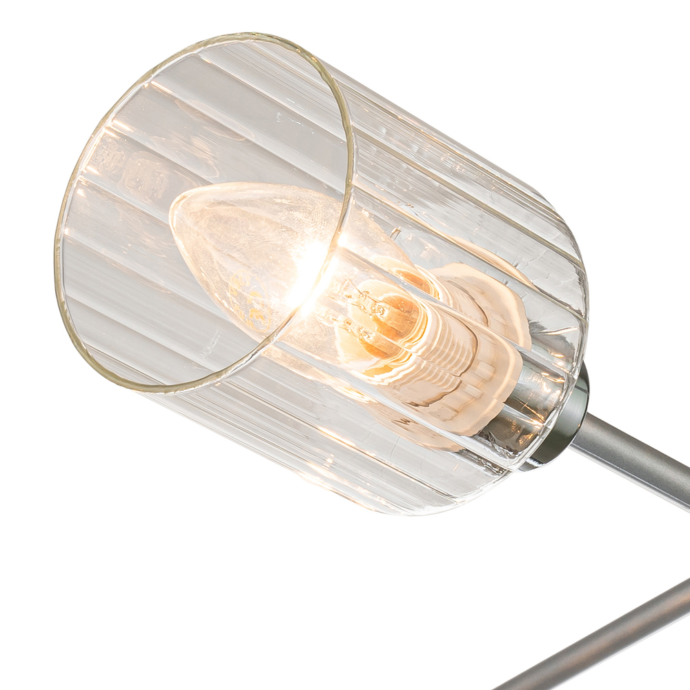 Светильник на штанге 6x40Вт E14, металл/стекло, хром/серебро/прозрачный