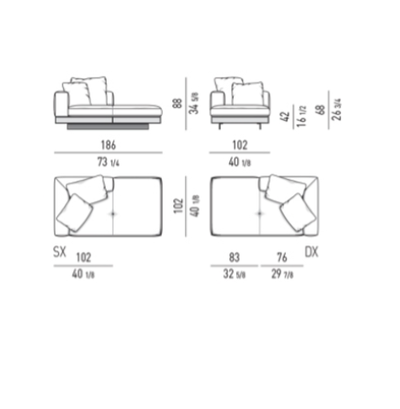 Connery sofa by Minotti Set 3 module 3
