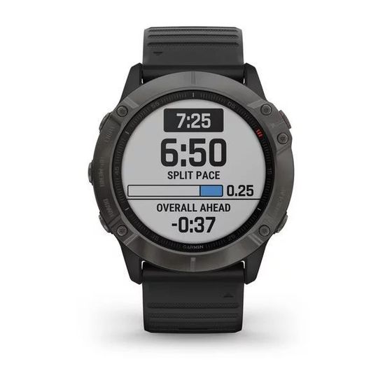 Мультиспортивные часы Garmin Fenix 6X  Sapphire - серый DLC  с черным ремешком 010-02157-11