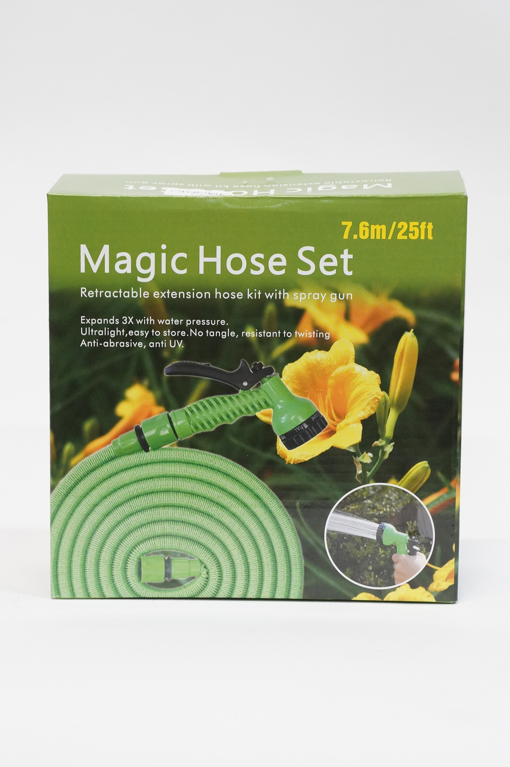 ШЛАНГ РАСТЯГИВАЮЩИЙСЯ HOSE WORLD С 7-ФУНКЦИОНАЛ НАСАДКОЙ-РАСПЫЛИТ GE1009