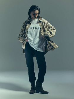 Рубашка Grunge с отстегивающимися рукавами, бежево-черная