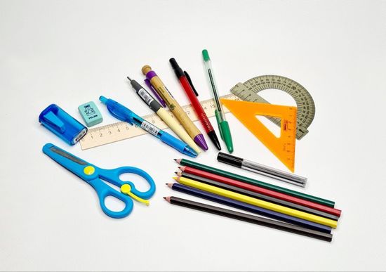 Школьный пенал с 2 отделениями, сиреневый, 11 предметов