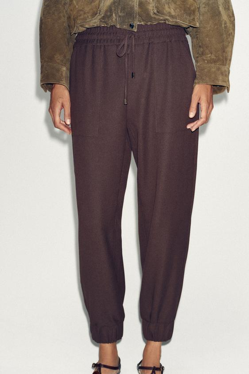 ZARA БРЮКИ С МАНЖЕТАМИ, БУРГУНДИ