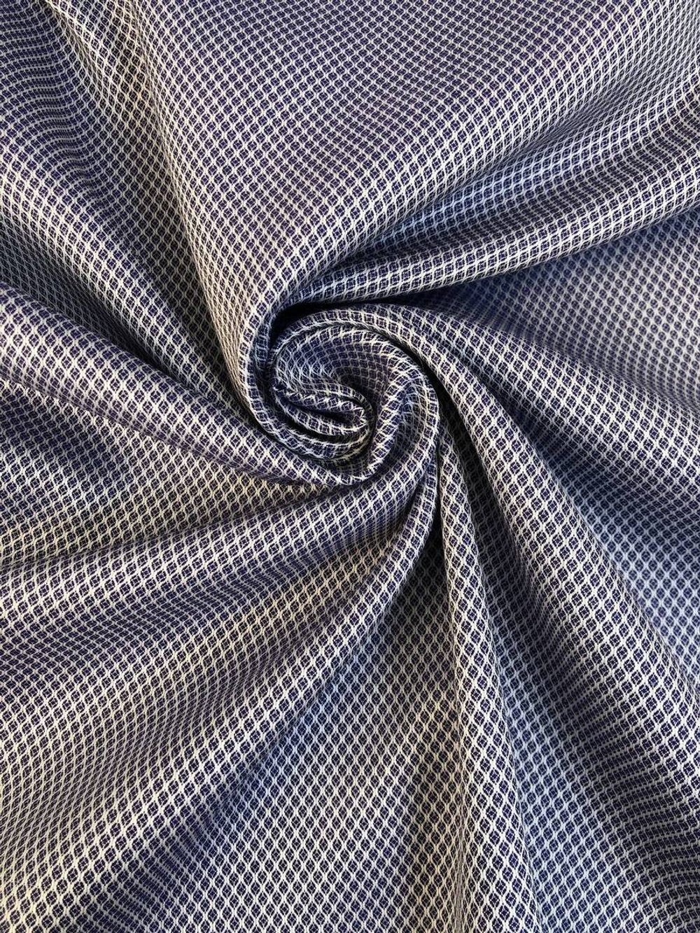 Коттон сорочка, синий/серый, жаккард ромб NB#65