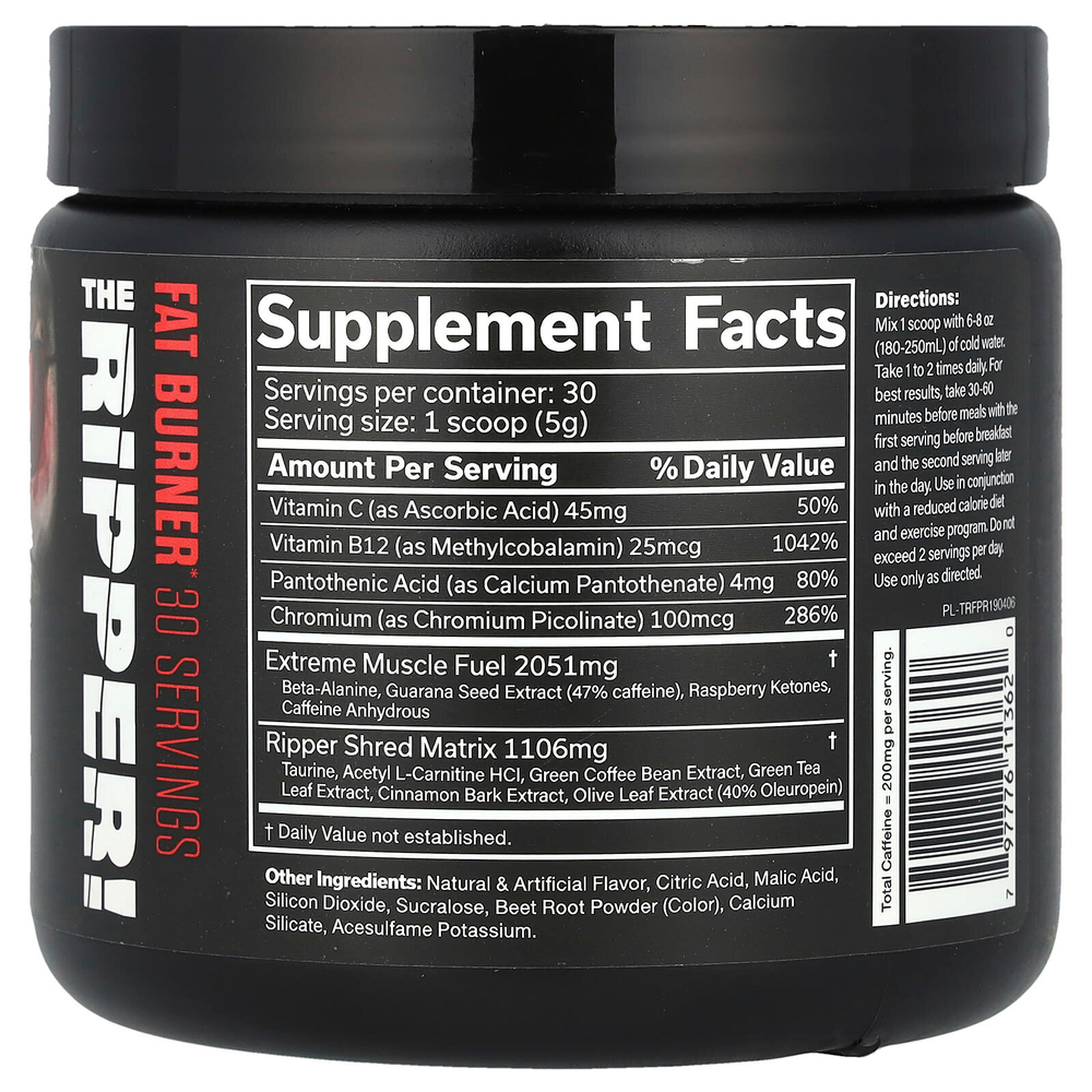 JNX Sports, The Ripped, сжигатель жира, со вкусом фруктового пунша, 150 г (5,3 унции)