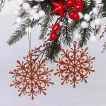 Подвески в блестках «Снежинки волшебные» 9 см (набор 2шт), красный