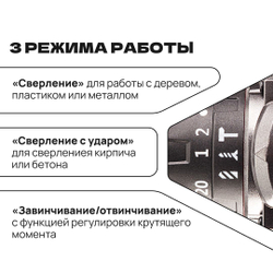 WORCRAFT Шуруповерт аккумуляторный бесщеточный. Дрель-шуруповерт ударная, 20В, 50Нм, 2 АКБ.