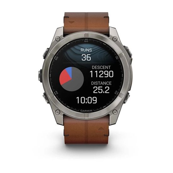Умные часы Garmin Fenix 8, 51 мм, AMOLED, Sapphire bare Titanium, black with chestnut leather band plus graphite silicone band