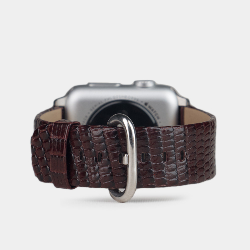 Ремешок для Apple Watch 40/41/42 mm из кожи ящерицы, бордового цвета