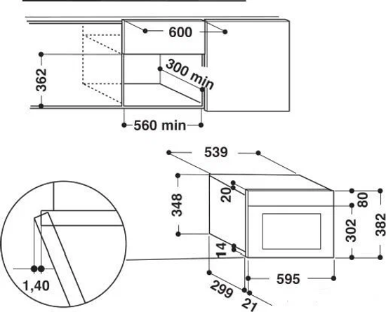 Встраиваемая микроволновая печь Whirlpool W7 MN840