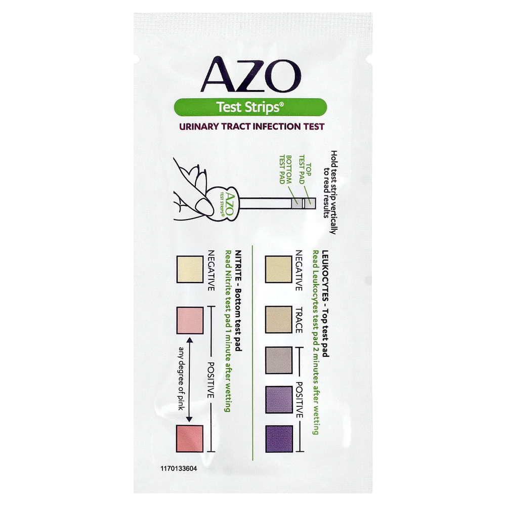 AZO, Test Strips®, тест на инфекцию мочевыводящих путей, 3 полоски для самопроверки