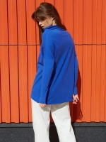 Лонгслив оверсайз с вырезом лодочка синий