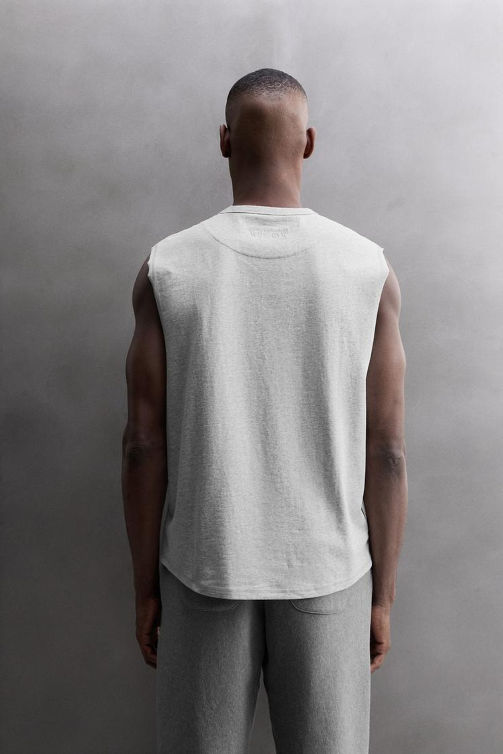 ZARA МАЙКА С ВЫШИВКОЙ, СЕРЫЙ МЕЛАНЖ