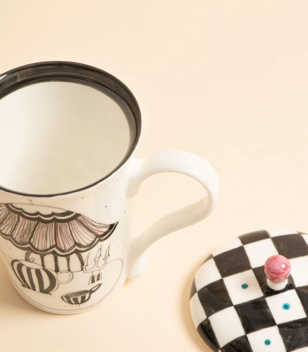 Кружка с розовой крышкой — Розовый зонт | Айшат Гасанова