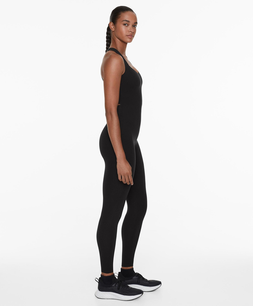 Oysho Компрессионный комбинезон Compressive с перекрестными бретелями, черный