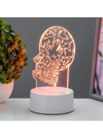 Светильник 3D ночник RISALUX «Волк», LED, белый, 12×9.5×16 с